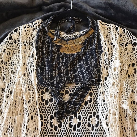 Ecoté Patterned Halter Top with Gold Coins - Picture 6 of 6